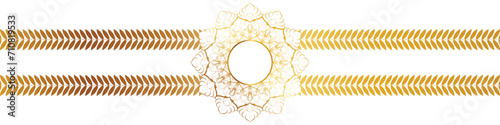 Circle golden mandala pattern for decorating married couple wedding cards.