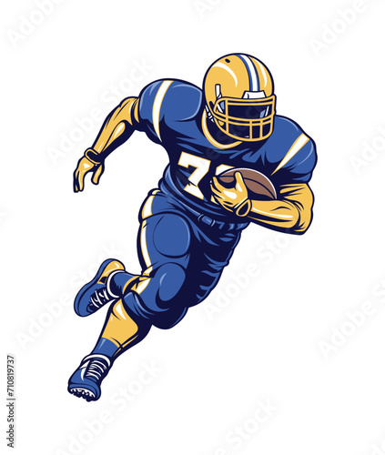 American football player with ball