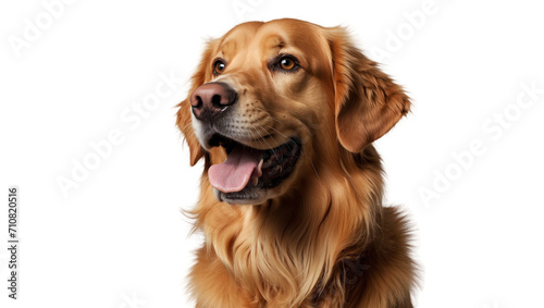 close-up isolated transparent portrait of a golden retriever dog