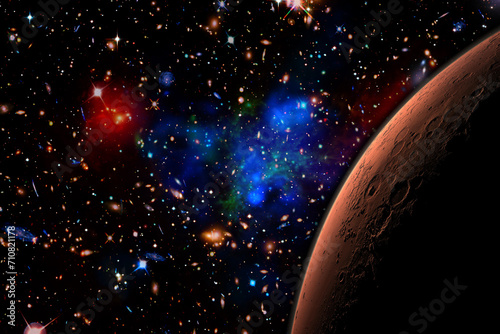 Mars and stars. The elements of this image furnished by NASA.