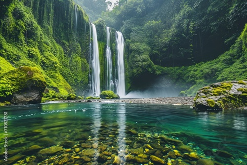 Tad Mok waterfall in Bali, Indonesia. Beautiful natural landscape photo