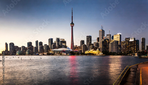 Twilight Tranquility: Toronto's Lakeshore Skyline