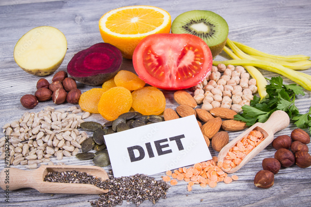 Inscription diet and healthy eating as source natural potassium