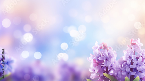 Large flower bed with multi-colored hyacinths  traditional easter flowers  flower background  easter spring background.