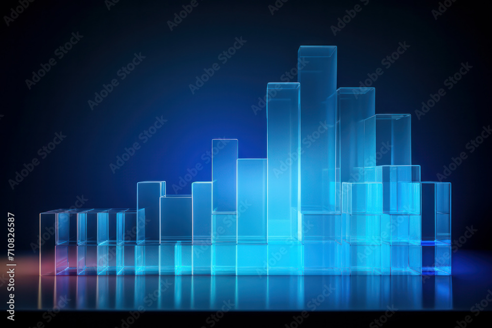Chart and Graph blue  for Business  banner,Futuristic Financial Growth, Success and Economic Prosperity - Modern Abstract Design, 