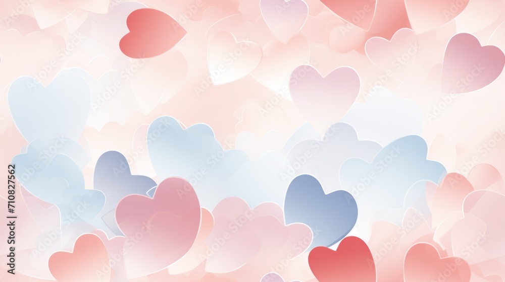  a bunch of hearts floating in the air with a pink background and blue and red hearts in the middle of the image.