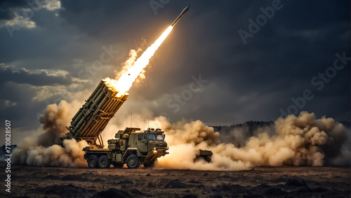 defense system Patriot in the field background photo