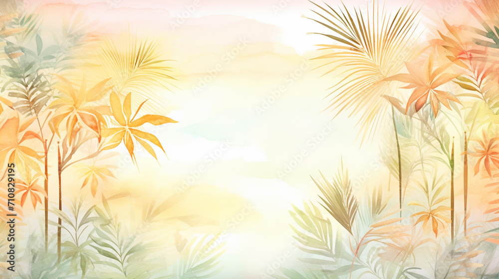 Tropical Palm Garden at Sunset, Warm glow of sunset highlighting intricate textures of palm leaves in tropical garden, AI Generated