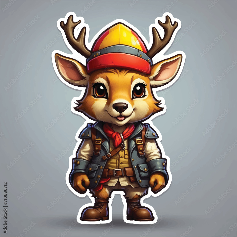 cute cartoon stickers deer knight adventurer
