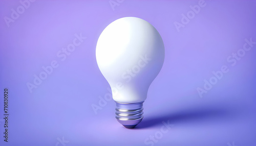 White light bulb on bright purple background Minimalist concept, bright idea concept, isolated lamp	
