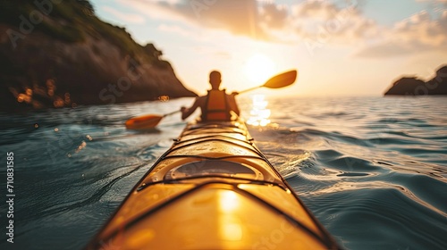 close up kayaking in the sea. Vacation concept. Outdoor activity  photo