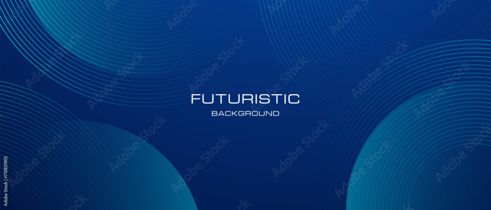 Blue technology background with circle line shape decoration. Modern graphic design element future style concept for banner, header, flyer, card, or brochure cover. vector illustration.  - obrazy, fototapety, plakaty 