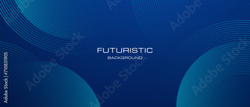 Blue technology background with circle line shape decoration. Modern graphic design element future style concept for banner, header, flyer, card, or brochure cover. vector illustration. 
