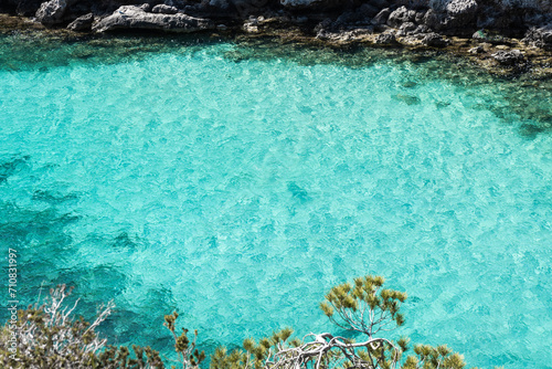 Rear view of blonde woman in cala romantica mallorca  balearic islands