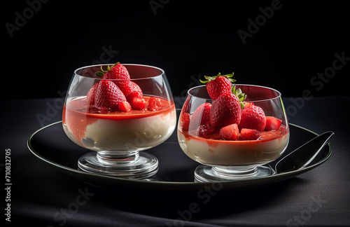 - 7 two-glass dish with strawberry desserts, generative ai