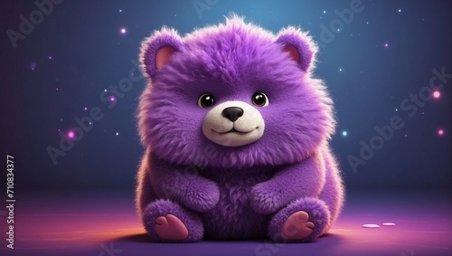 Osito tierno de peluche color morado con temática de navidad.