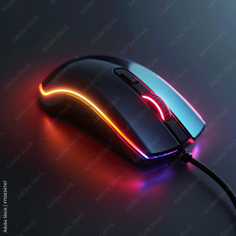 an esports mouse with a thin glowing band around it an esports mouse with a thin glowing band around it