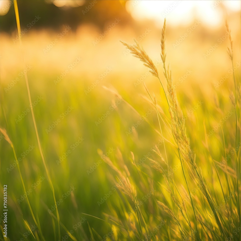 Grass in the forest at sunset. Abstract summer nature background Grass in the forest at sunset. Abstract summer nature background