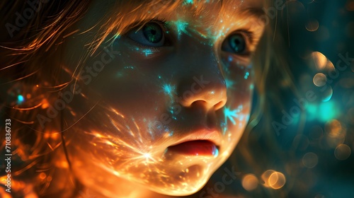Kid in fluorescence lights