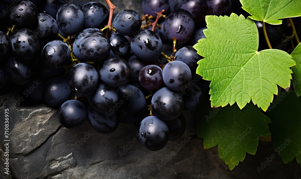 A bunch of grapes close-up on a stone background. A bunch of grapes close-up on a stone background.
