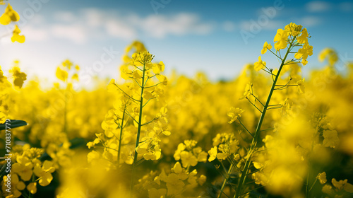 Close-up of a rapeseed field. Rapeseed oil advertisement © Alicia