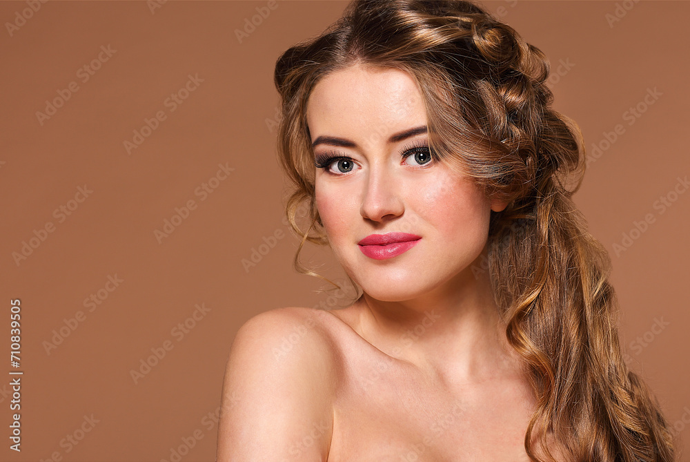Portrait young beautiful blond woman Portrait young beautiful blond woman