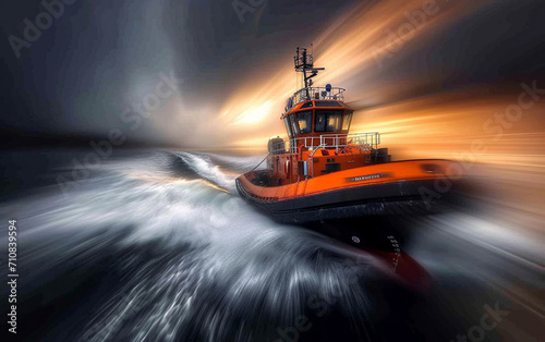 Tug boat, gaitwave combined with long exposure exaggerated forced perspective motion blur as imagined by M A Aguilar