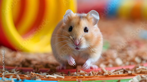 hamster in the garden, a delightful hamster running through an obstacle course, demonstrating its agility and ability to navigate tight spaces