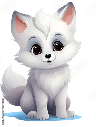 Illustration of cute white artic fox isolated on white background  © TatjanaMeininger