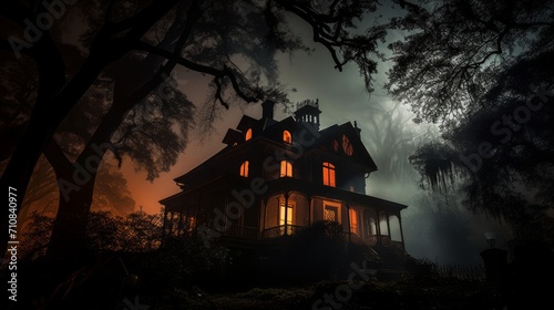 Haunted House with Dark Horror Atmosphere. Neural network AI generated art