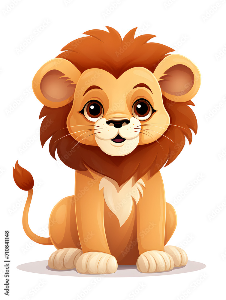 Illustration of a cute baby lion isolated on white background Illustration of a cute baby lion isolated on white background
