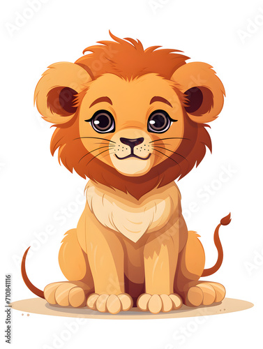 Illustration of a cute baby lion isolated on white background 