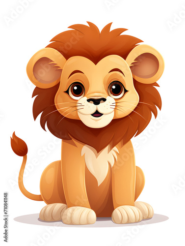 Illustration of a cute baby lion isolated on white background 