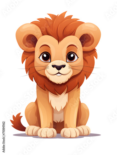 Illustration of a cute baby lion isolated on white background 