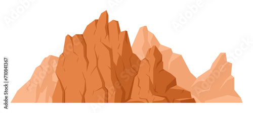 Nature landscape mountain. Wild mountain silhouette, rocky range and peak, outdoor hiking flat vector illustration. Cartoon mountain view