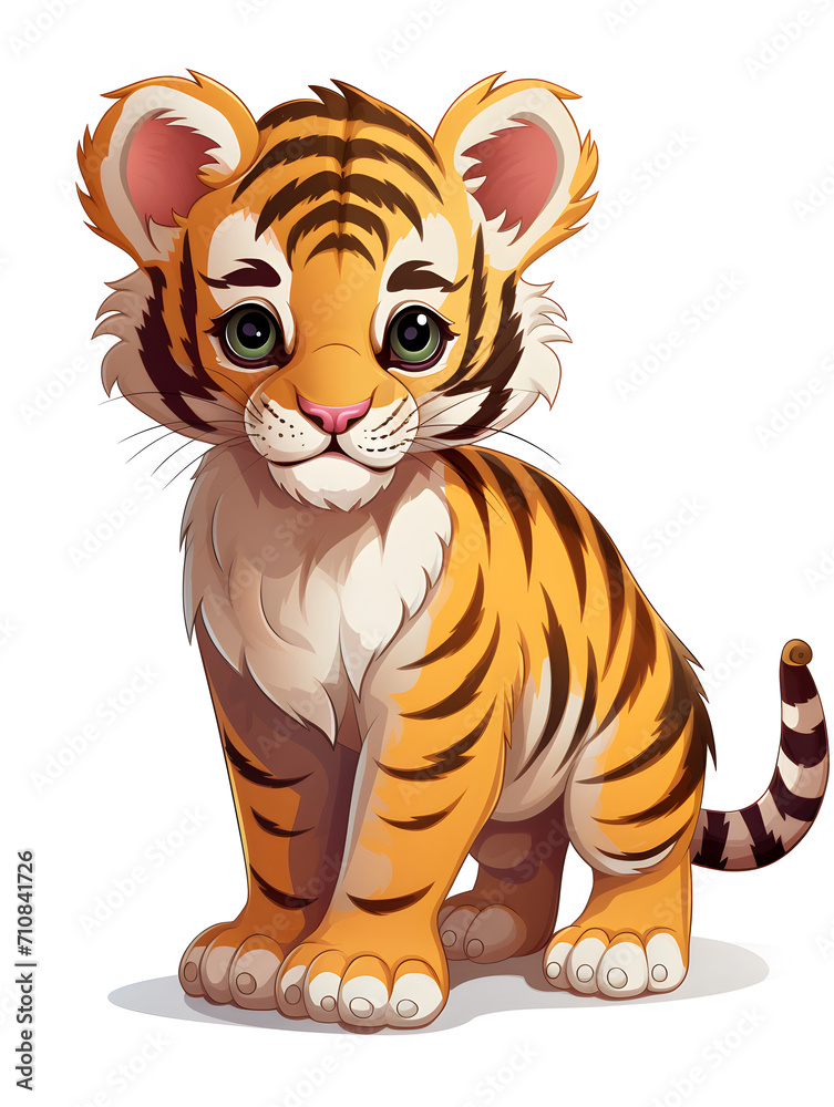 Illustration of a cute tiger on white background Illustration of a cute tiger on white background