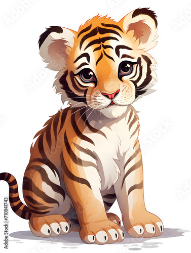 Illustration of a cute tiger on white background