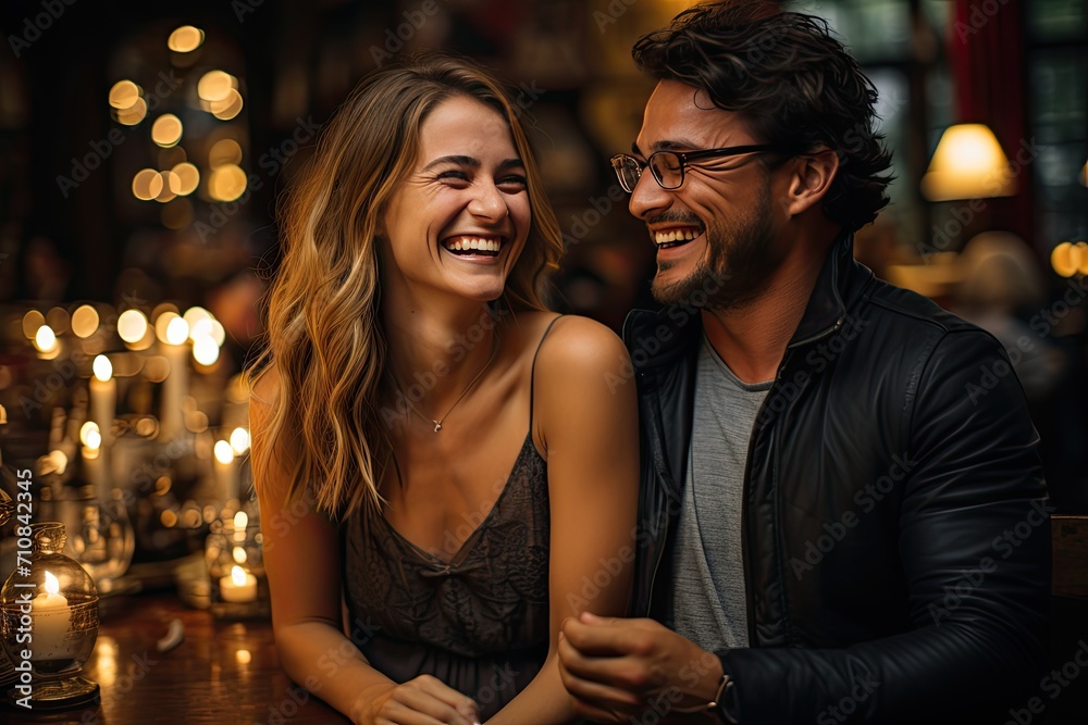 Couple enjoys gourmet burgers at elegant romantic dinner., generative IA