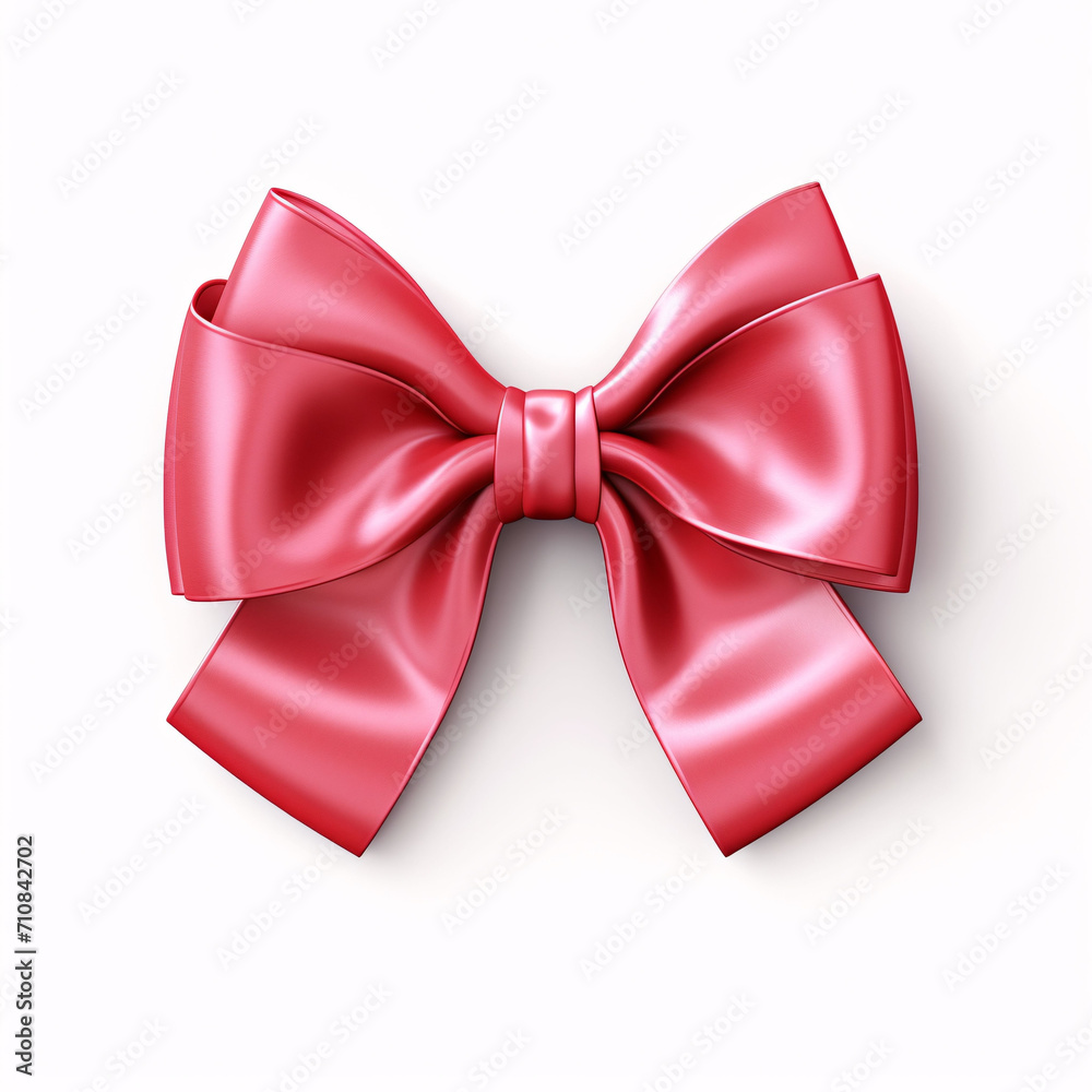 pink satin silk ribbon tied bow isolated on white