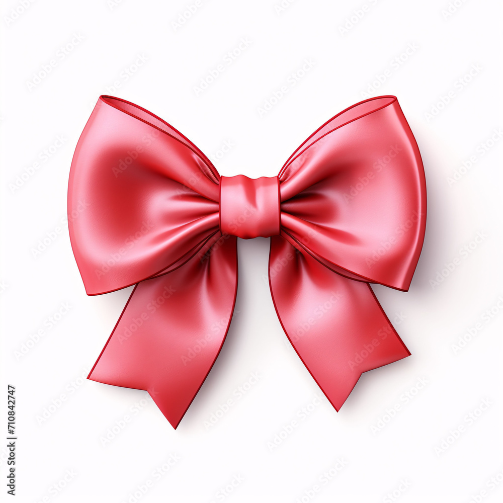 pink satin silk ribbon tied bow isolated on white