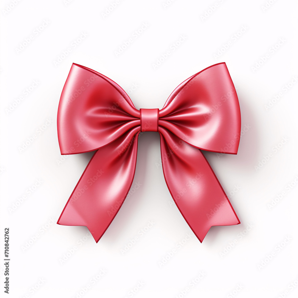 pink satin silk ribbon tied bow isolated on white