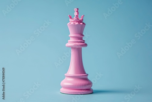 a pastel pink chesspiece on a blue background