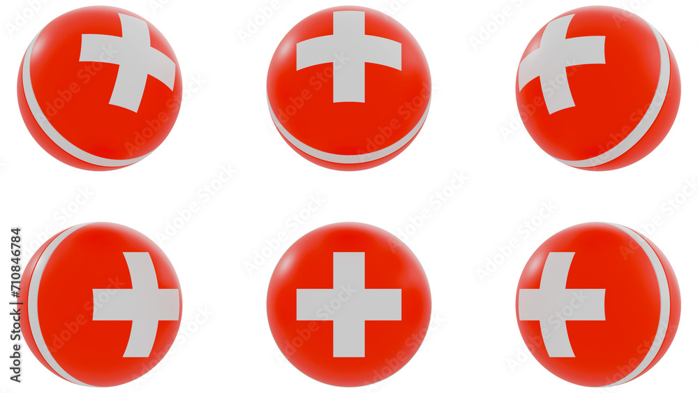 Ball with Switzerland country flag on transparent background. PNG of spheres with Switzerland national flag icon . 3d rendering Ball with Switzerland country flag on transparent background. PNG of spheres with Switzerland national flag icon . 3d rendering