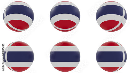 Ball with Thailand country flag on transparent background. PNG of spheres with Thailand national flag icon . 3d rendering  © Alan Luk