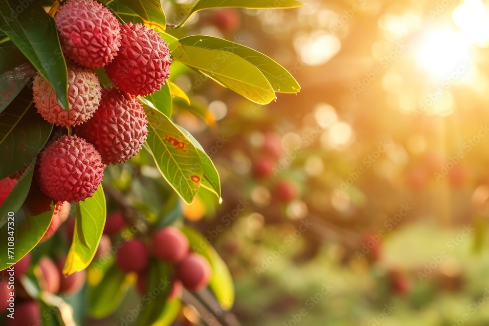 Growing lychees harvest and producing vegetables cultivation. Concept of small eco green business organic farming gardening and healthy food Growing lychees harvest and producing vegetables cultivation. Concept of small eco green business organic farming gardening and healthy food