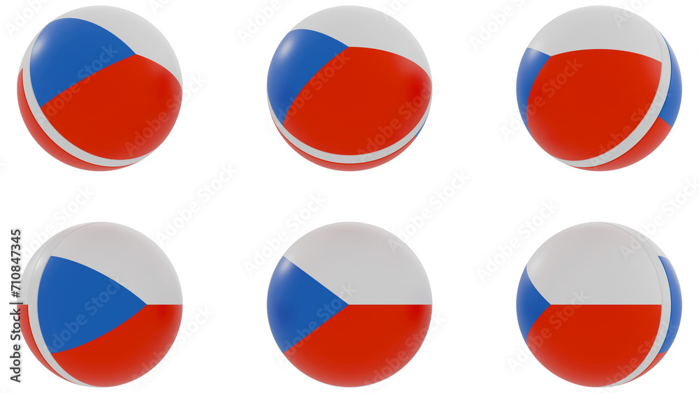 Obraz premium Ball with Czech Republic country flag on transparent background. PNG of spheres with Czech Republic national flag icon . 3d rendering 