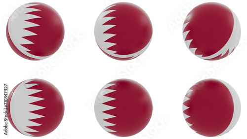Ball with Qutar country flag on transparent background. PNG of spheres with Qutar national flag icon . 3d rendering  photo