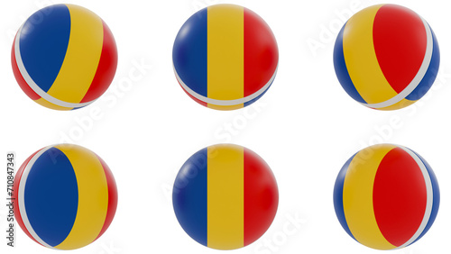 Ball with Romania country flag on transparent background. PNG of spheres with Romania national flag icon . 3d rendering 