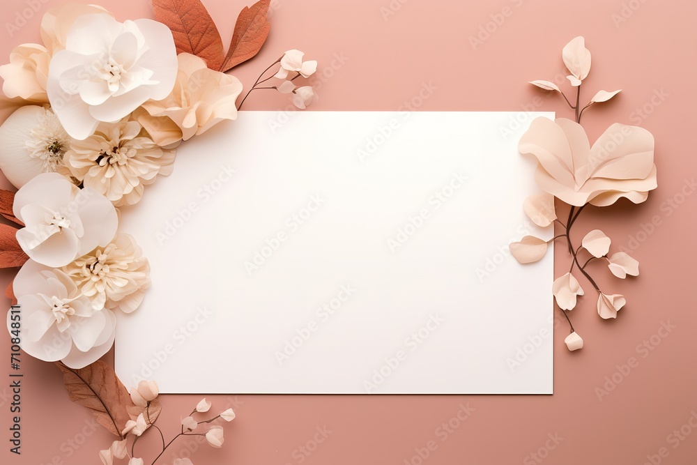 Naklejka premium Wedding invitation frame set; flowers, leaves, watercolor, isolated on white. Sketched wreath, floral and herbs garland. Watercolour style, nature art. generative ai