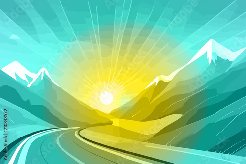 a holiday explore winding roadway road mountain travel drive desert sunset driving exploring recreation perspective illustration mountains landscape adventure scenic sky horizon direction route photo